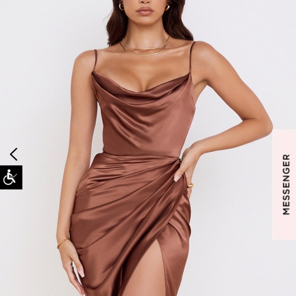 House of CB. Reva Satin Gathered Corset Dress. Size medium.
